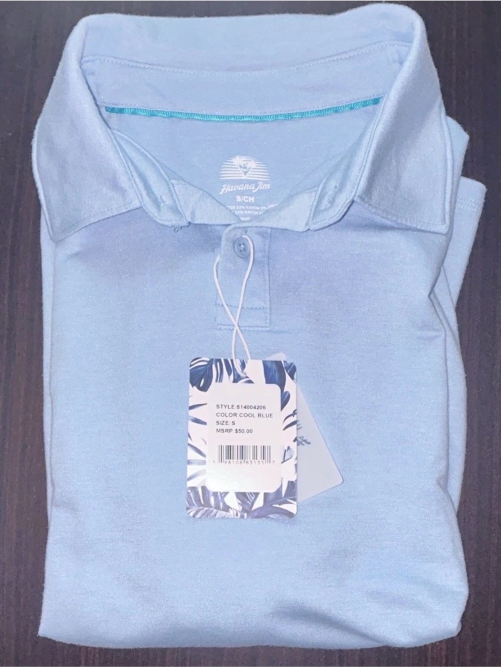 NWT Havana Jim Men's Small Polo Shirt Short Sleeve Cool Blue Golf
